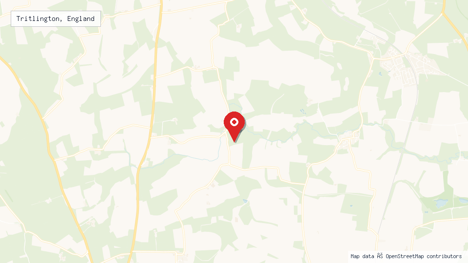 Street map of Tritlington, England with location pin