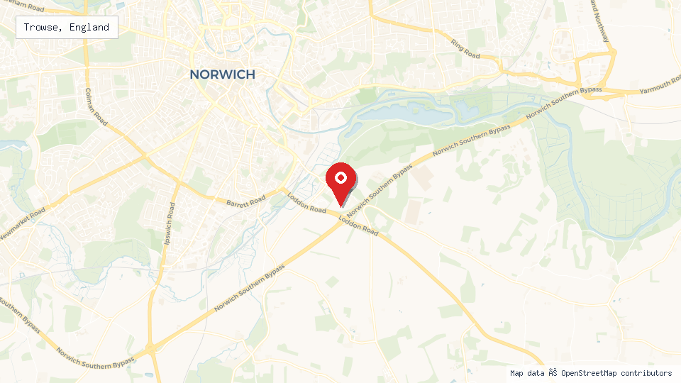 Street map of Trowse, England with location pin
