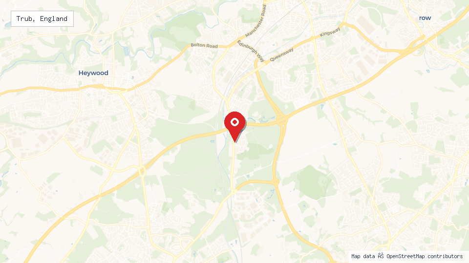 Street map of Trub, England with location pin
