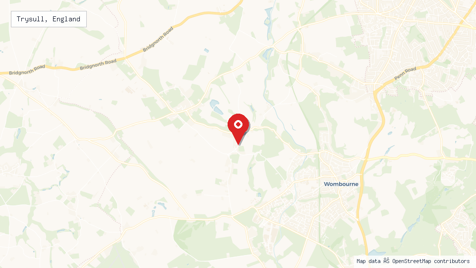 Street map of Trysull, England with location pin