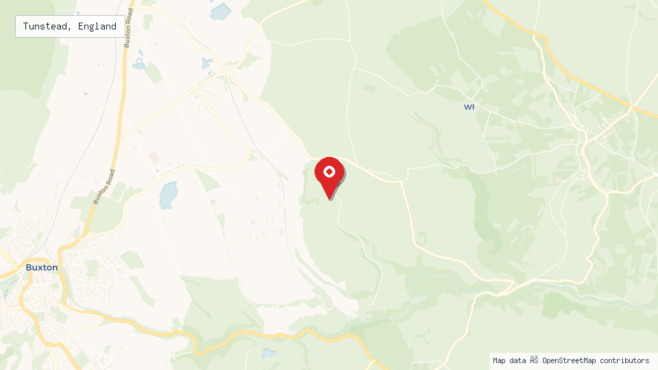 Street map of Tunstead, England with location pin