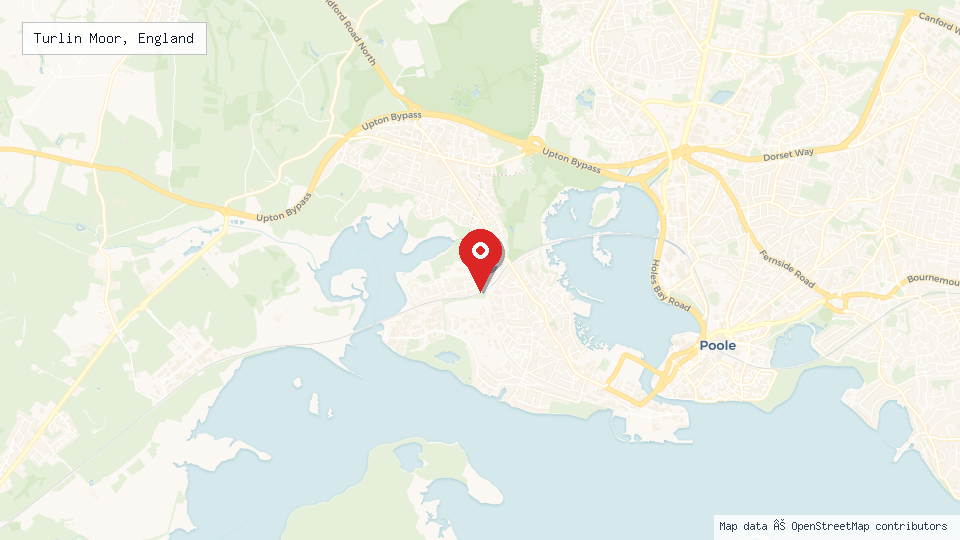 Street map of Turlin Moor, England with location pin