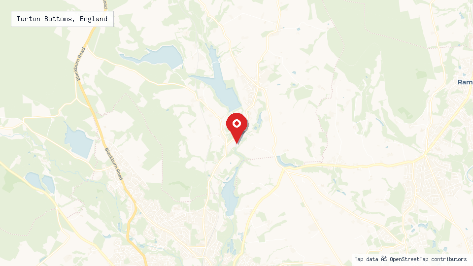 Street map of Turton Bottoms, England with location pin