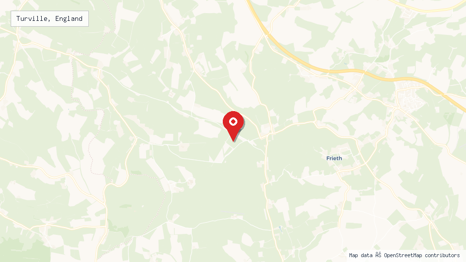 Street map of Turville, England with location pin
