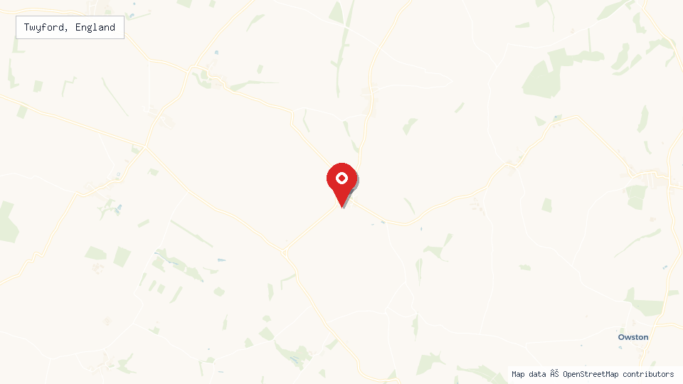 Street map of Twyford, England with location pin