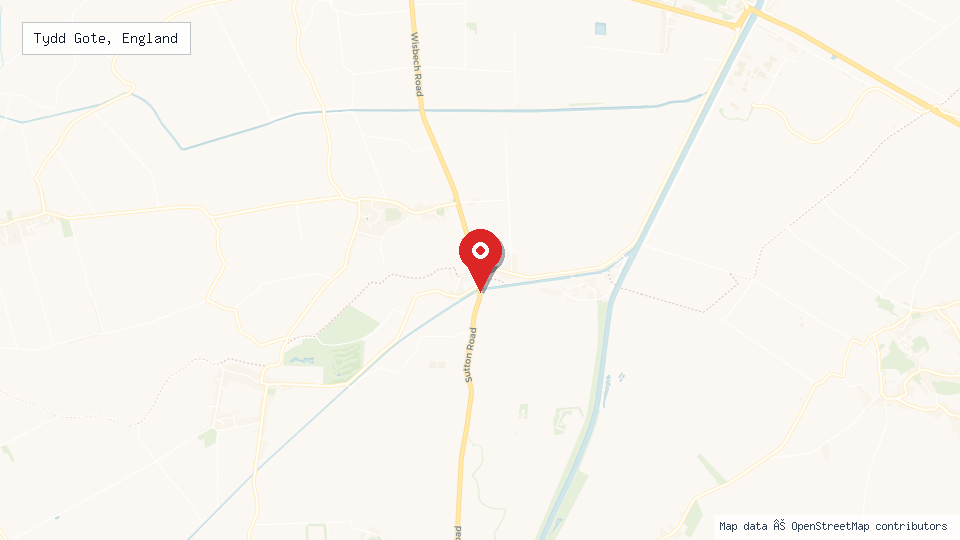 Street map of Tydd Gote, England with location pin