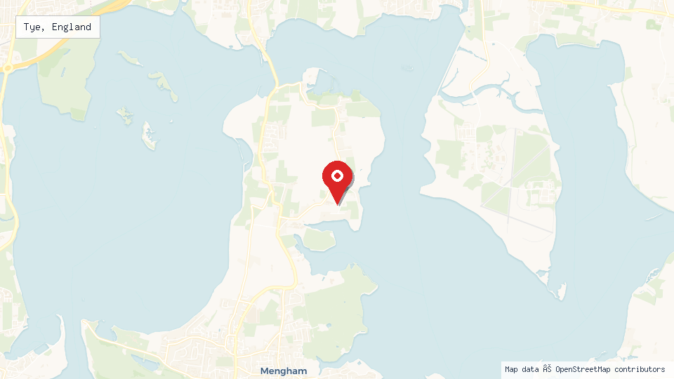 Street map of Tye, England with location pin