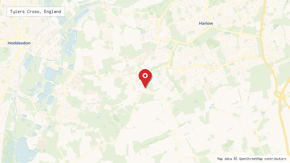 Street map of Tylers Cross, England with location pin