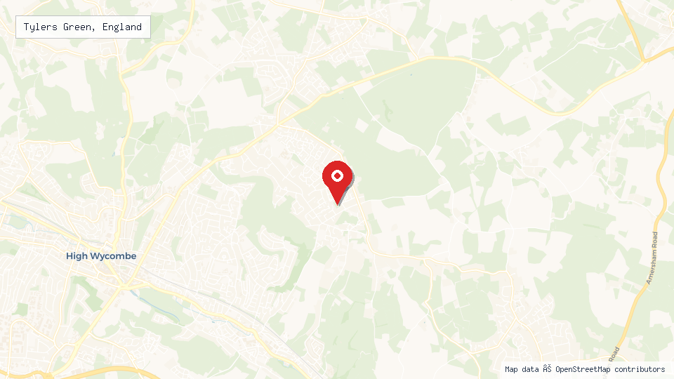 Street map of Tylers Green, England with location pin