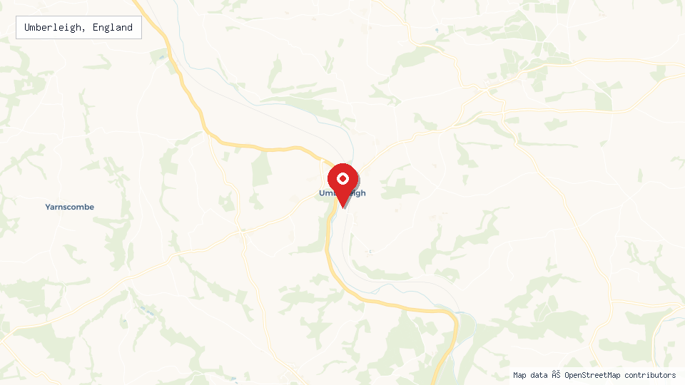 Street map of Umberleigh, England with location pin
