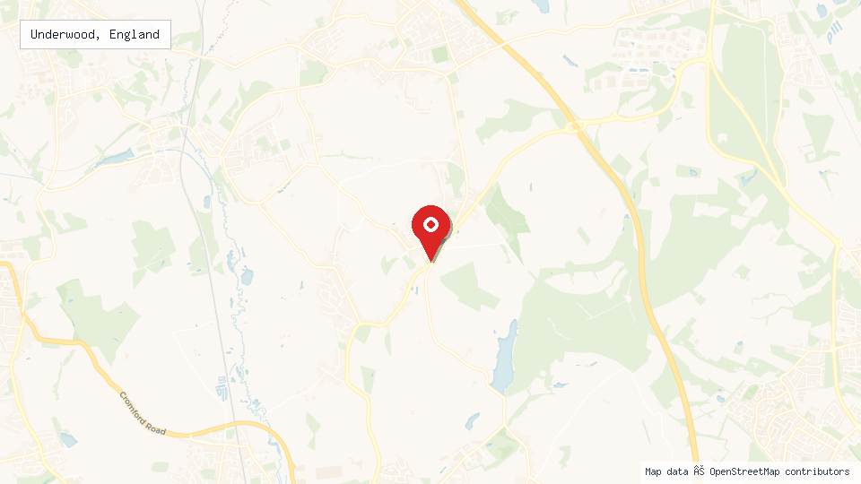 Street map of Underwood, England with location pin
