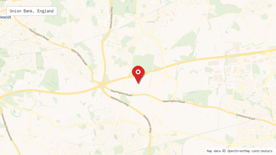 Street map of Union Bank, England with location pin
