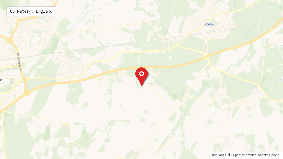 Street map of Up Nately, England with location pin