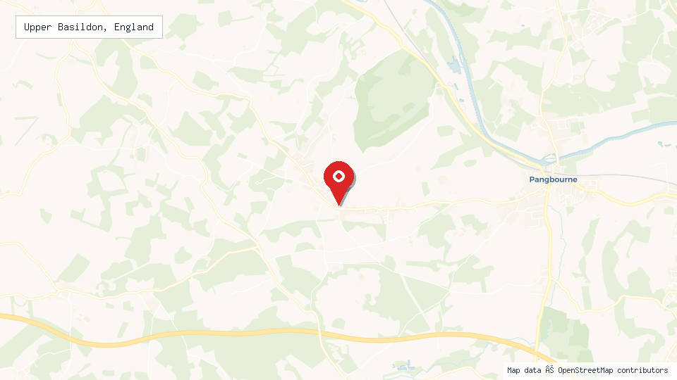 Street map of Upper Basildon, England with location pin