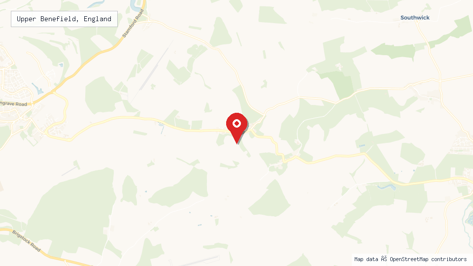 Street map of Upper Benefield, England with location pin