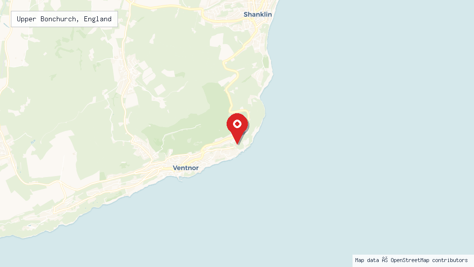 Street map of Upper Bonchurch, England with location pin