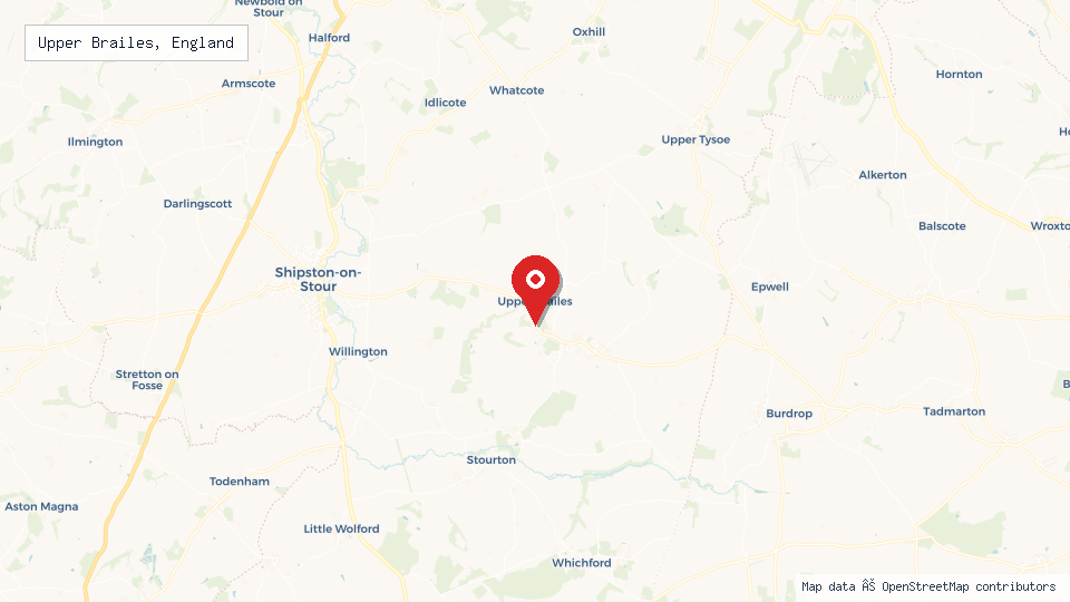 Street map of Upper Brailes, England with location pin