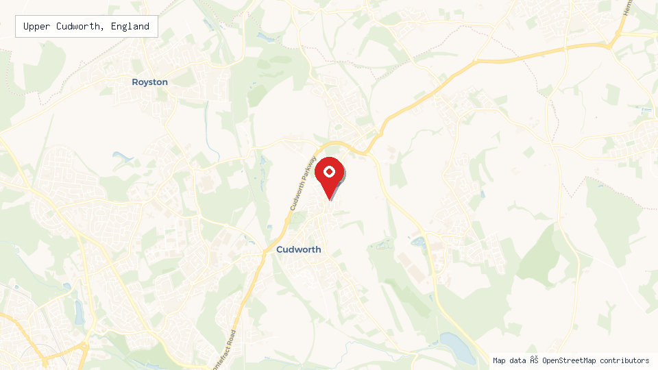 Street map of Upper Cudworth, England with location pin