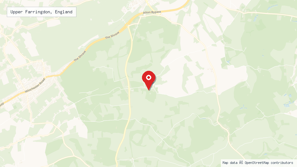 Street map of Upper Farringdon, England with location pin