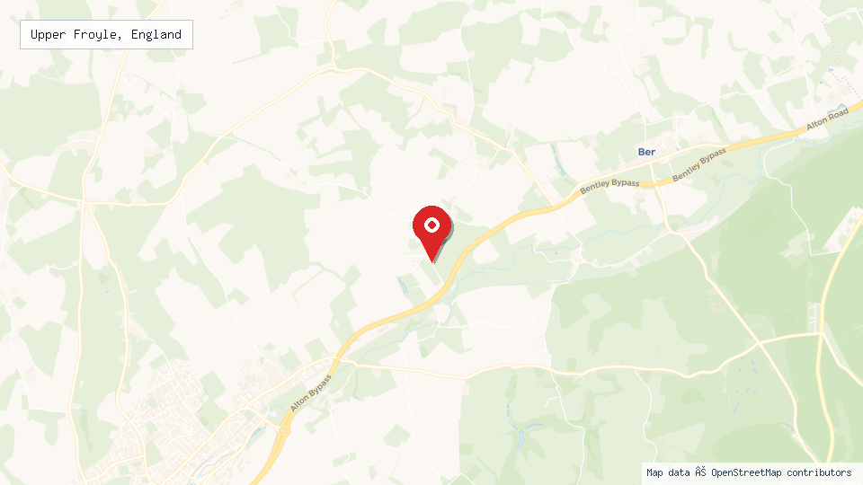 Street map of Upper Froyle, England with location pin