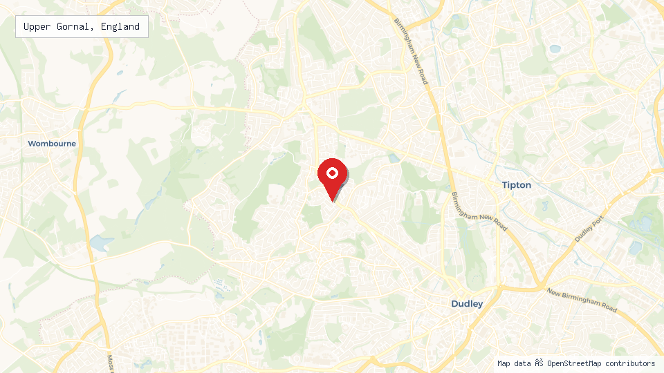 Street map of Upper Gornal, England with location pin