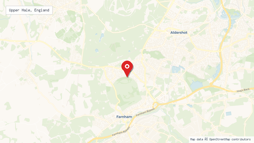 Street map of Upper Hale, England with location pin