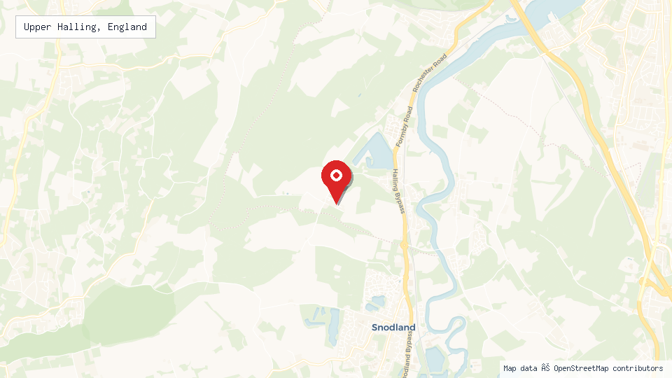 Street map of Upper Halling, England with location pin