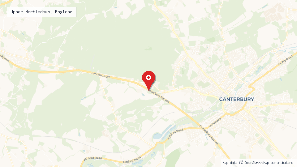 Street map of Upper Harbledown, England with location pin
