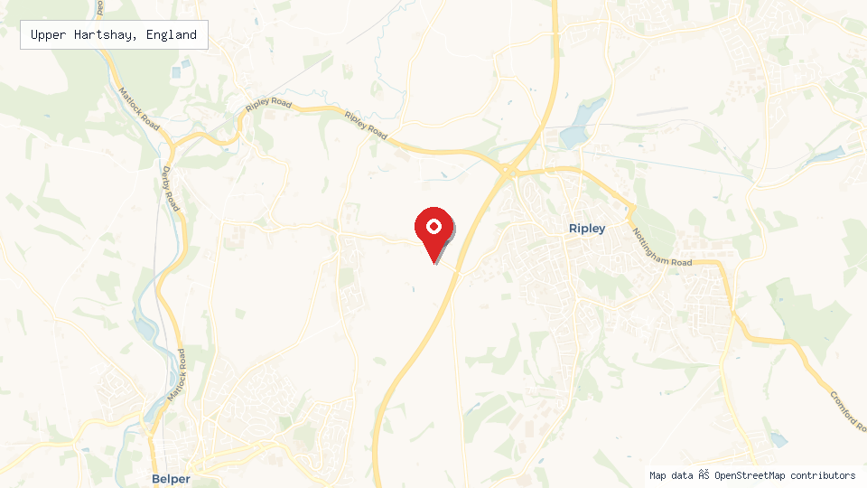 Street map of Upper Hartshay, England with location pin