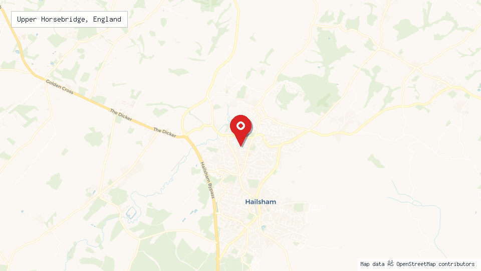 Street map of Upper Horsebridge, England with location pin