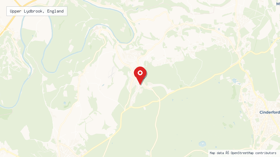 Street map of Upper Lydbrook, England with location pin