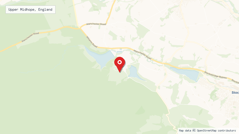 Street map of Upper Midhope, England with location pin