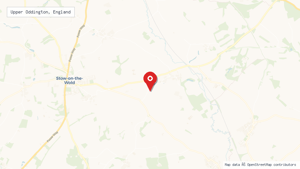 Street map of Upper Oddington, England with location pin