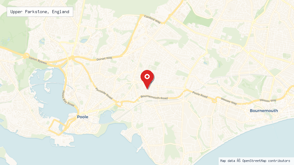 Street map of Upper Parkstone, England with location pin