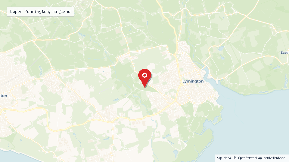 Street map of Upper Pennington, England with location pin