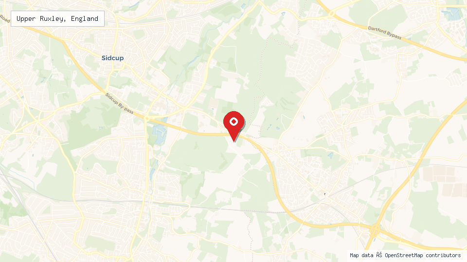 Street map of Upper Ruxley, England with location pin