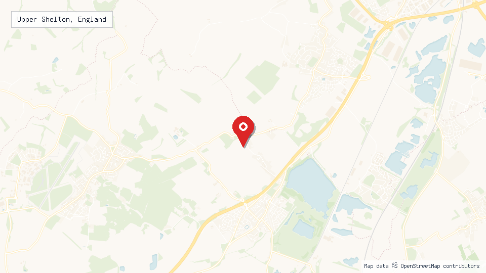 Street map of Upper Shelton, England with location pin