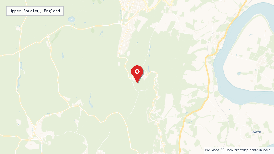 Street map of Upper Soudley, England with location pin