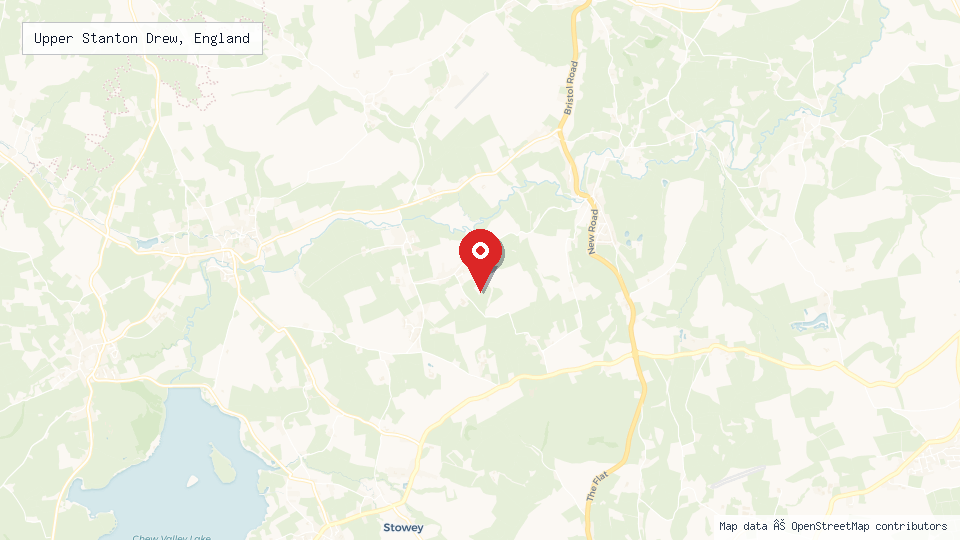 Street map of Upper Stanton Drew, England with location pin
