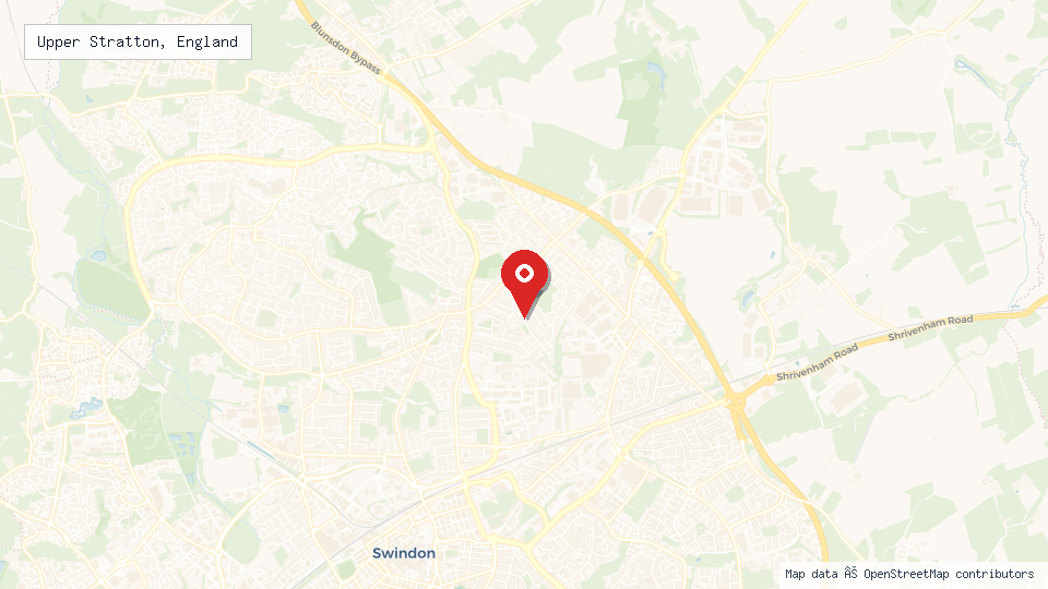 Street map of Upper Stratton, England with location pin