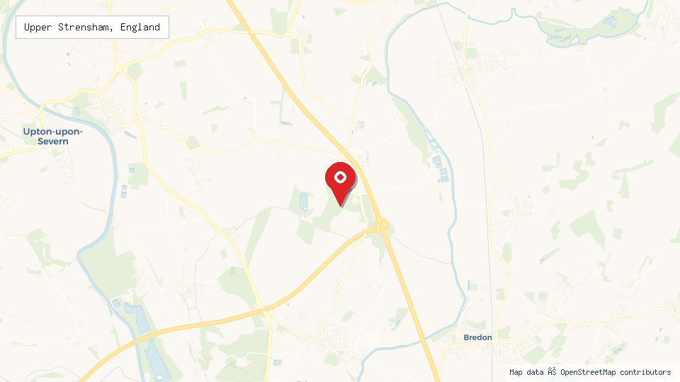 Street map of Upper Strensham, England with location pin