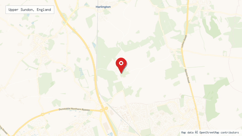 Street map of Upper Sundon, England with location pin
