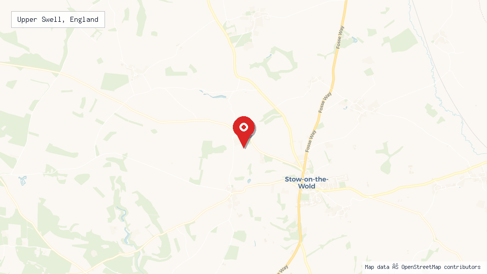 Street map of Upper Swell, England with location pin