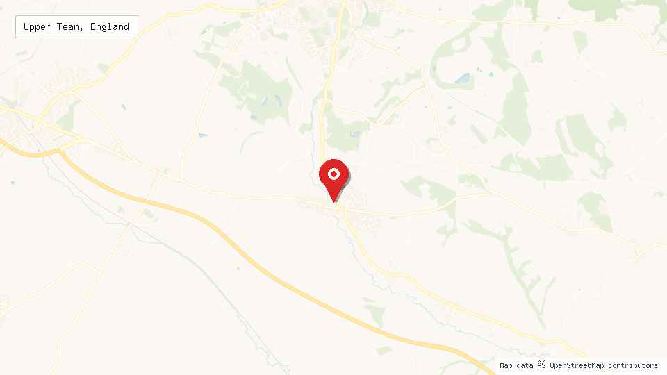 Street map of Upper Tean, England with location pin