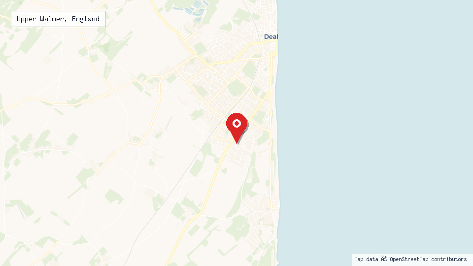 Street map of Upper Walmer, England with location pin