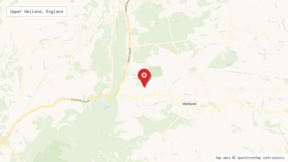 Street map of Upper Welland, England with location pin