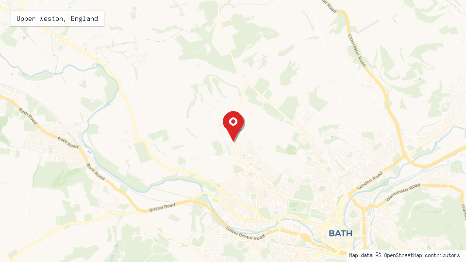 Street map of Upper Weston, England with location pin