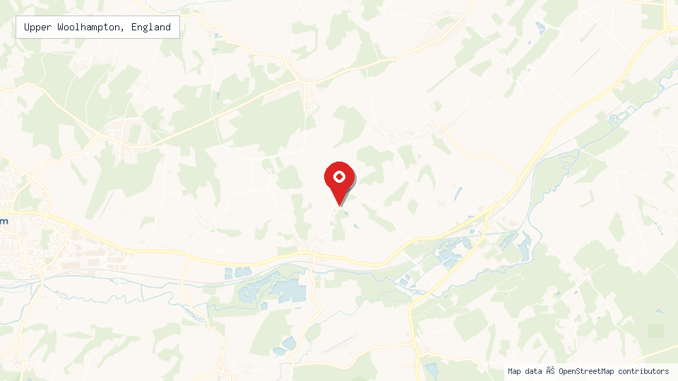 Street map of Upper Woolhampton, England with location pin
