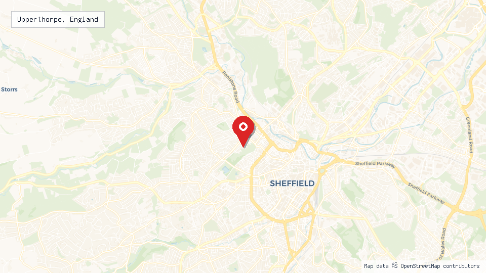 Street map of Upperthorpe, England with location pin