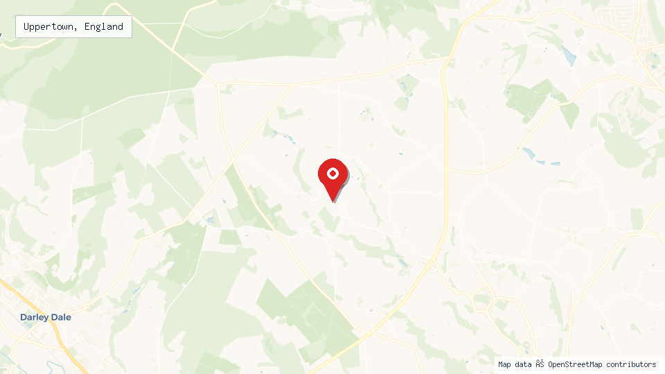 Street map of Uppertown, England with location pin